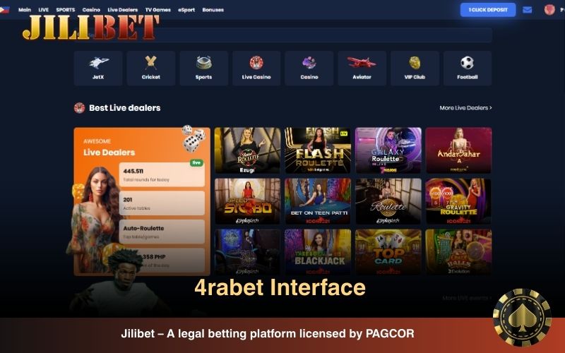 Explore the 4rabet lobby experience at Jilibet