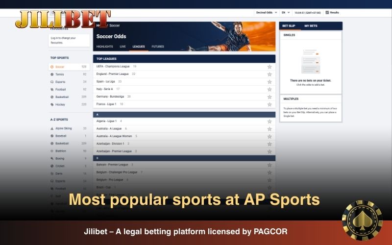 TOP popular sports disciplines at AP Sports