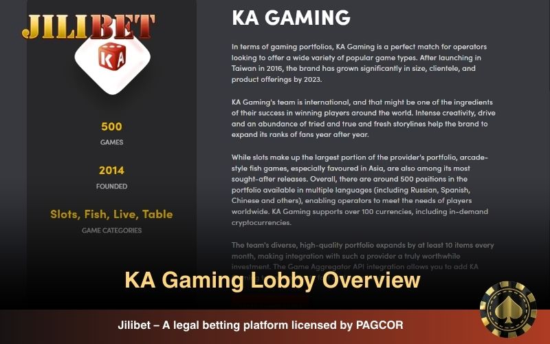 KA Gaming lobby - Trusted, stable, diverse gameplay